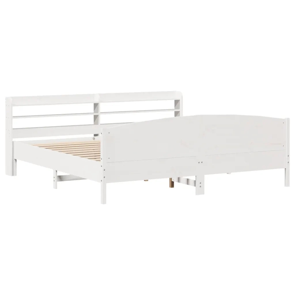 Giroletto senza Materasso Bianco 200x200 cm Legno Massello Pino 3306955
