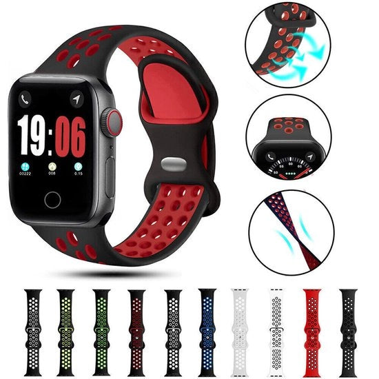 Accessori per Apple Watch serie 38/40/41/S10(42) mm uomo morbido - nero con rosso