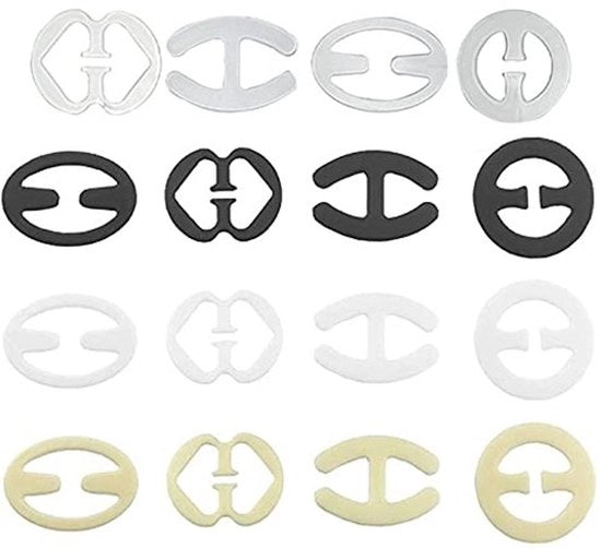 16 Clip Housse per Top con Manica a Raglan - Nero, Bianco, Translucido, Beige - Ganci Antiscivolo - Adatto per Top con Manica a Rasoio