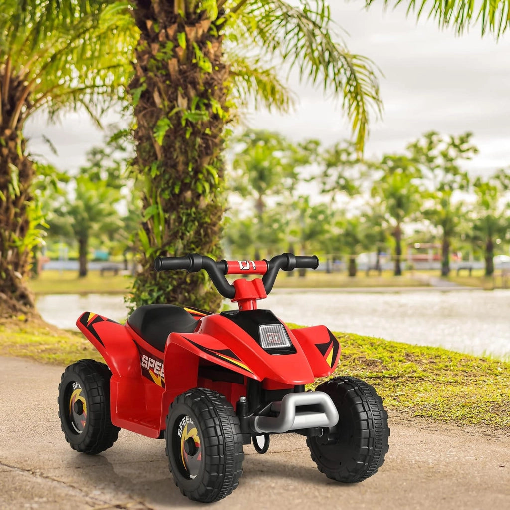 6V Quad Elettrico per Bambini, Mini Quad da Spiaggia con Funzione Avanti/Indietro, Velocità Massima 4,6 km/h, Regalo per Bambini 3 Anni+ (Rosso)
