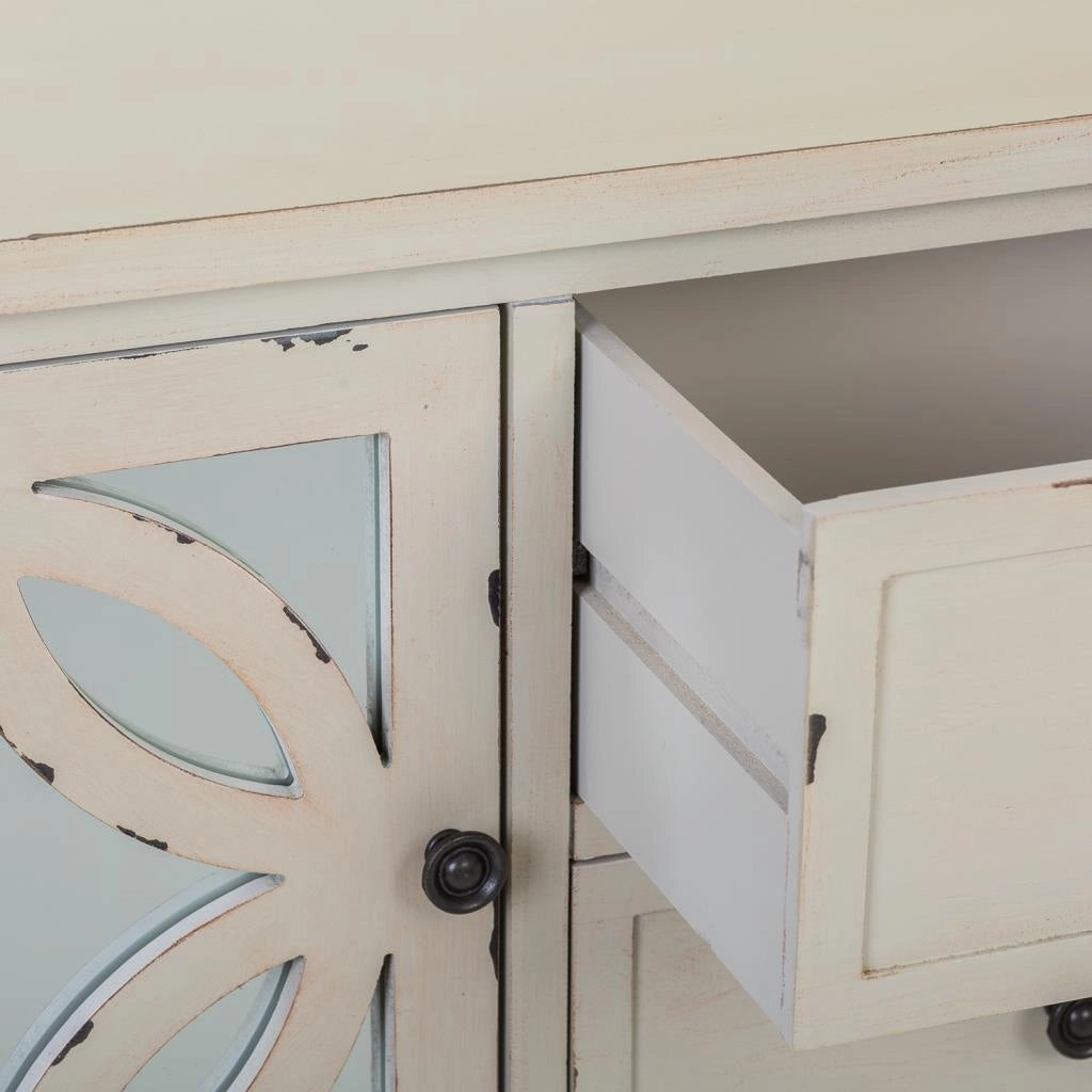 Credenza in legno bianco 121x37x91h