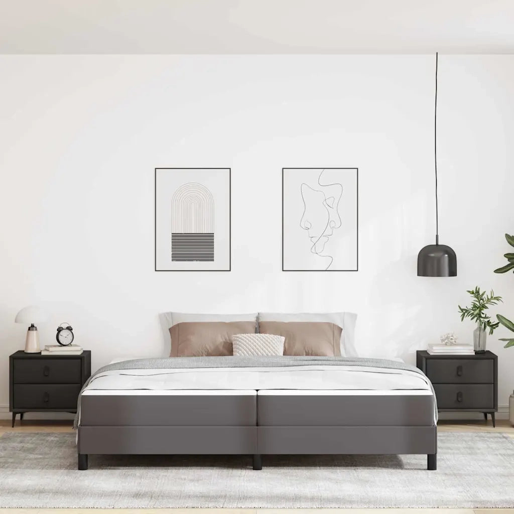 vidaXL Letto con materasso Grigio 200 x 200 cm Pelle sintetica