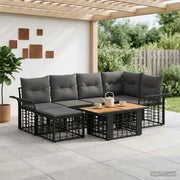 Set Divano da Giardino 7 pz Nero e Grigio scuro polyrattan 3437999