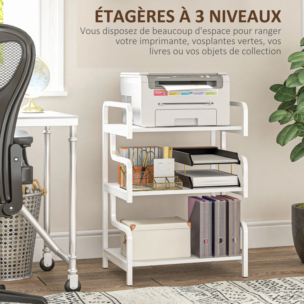 Libreria a 3 livelli ¨C zephmum ¨C in metallo, design industriale, bianco, 55x40x77 cm