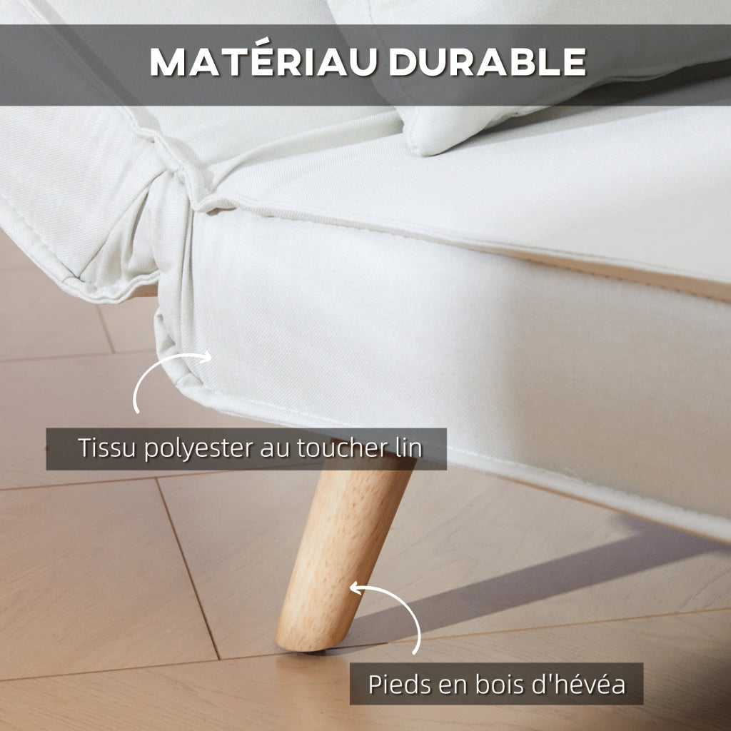 Divano letto singolo con cuscino e piedi pieghevoli ¨C zephmum ¨C bianco 120 kg