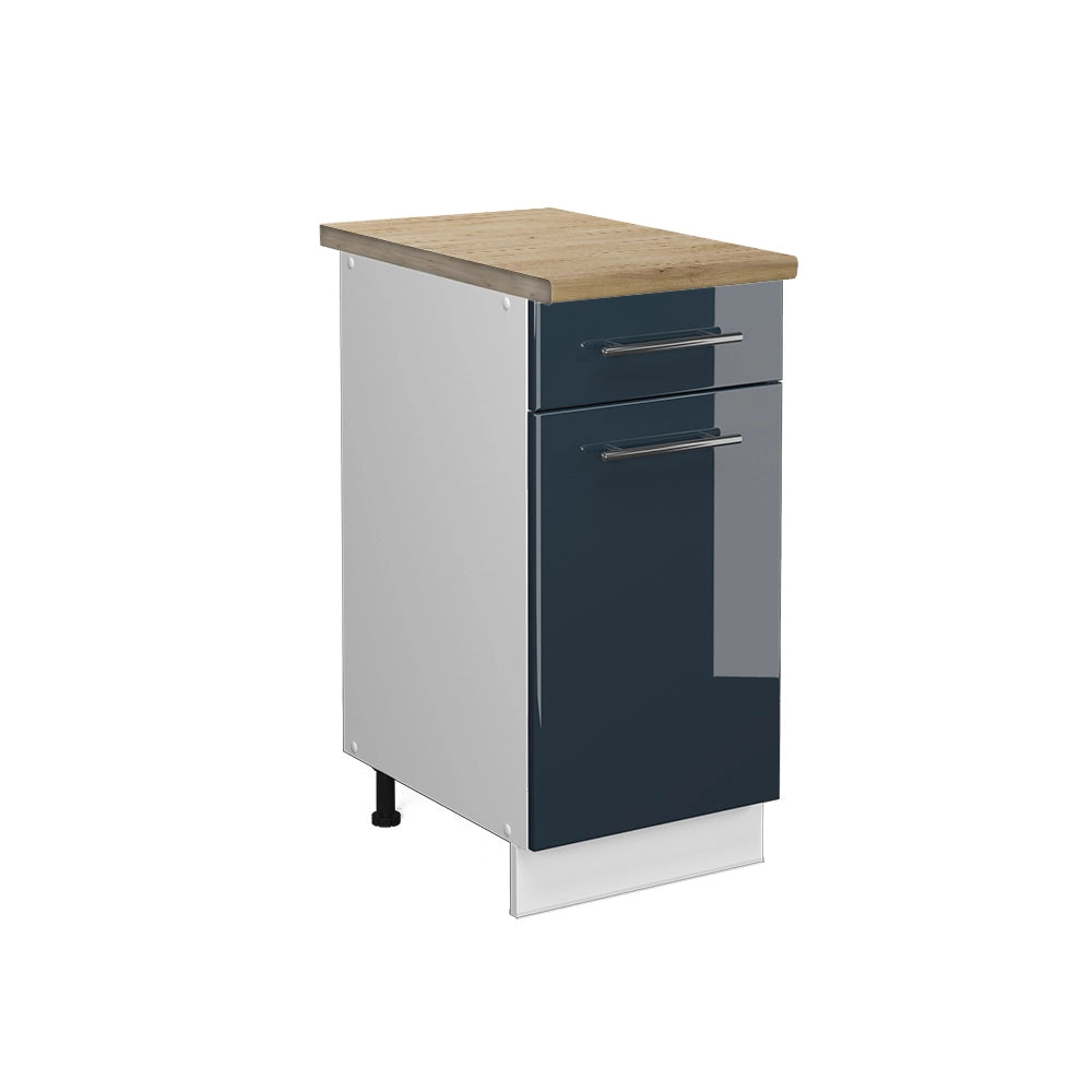 Mobiletto base per cucina Fame-Line Blu scuro lucido/Bianco 40 cm, PL Rovere Vicco