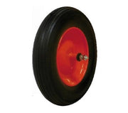 RUOTA PIENA PER CARRIOLA  mm. 350x80 CERCHIONE IN ACCIAIO PERNO LUNGO 21 CM