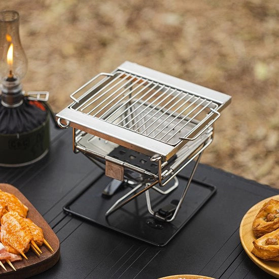 Barbecue opvougbile per esterno, forno da campeggio multifunzionale in acciaio inossidabile con combustibile legna.