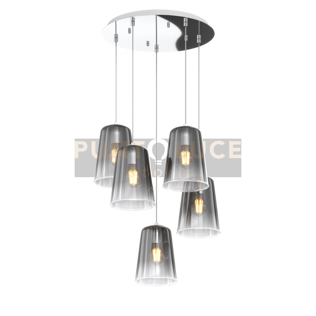SOSPENSIONE CROMO TONDA 5 LUCI CROMO 1164CR-S5 T-CR