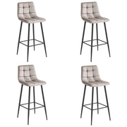 Sgabello da bar VALORA TEOTO - Velluto beige scuro con gambe nere x 4