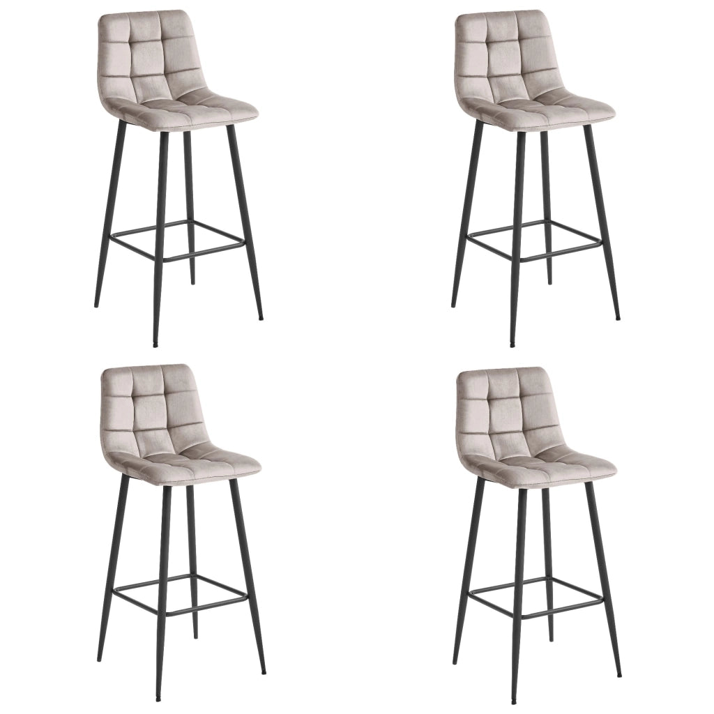 Sgabello da bar VALORA TEOTO - Velluto beige scuro con gambe nere x 4