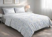Sacco Copripiumino In 100% Cotone Made Italy Disegno Primavera - Singolo - Azzurro