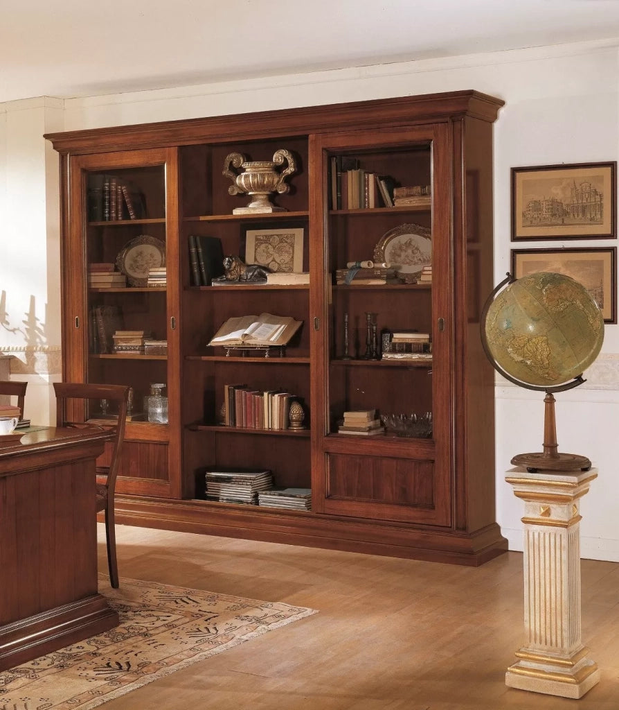 Libreria studio classico in legno tinta noce - Mobili 2G