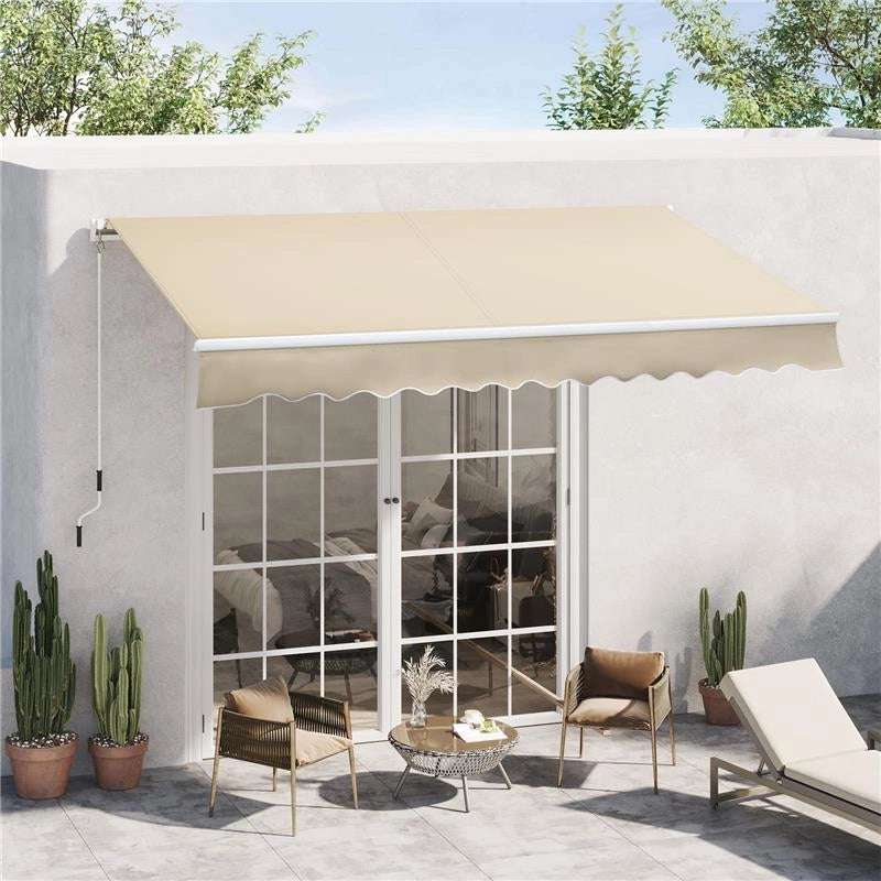 TENDA DA SOLE PER ESTERNO AVVOLGIBILE A BRACCI CON APERTURA A MANOVELLA, 350X250 CM, CREMA