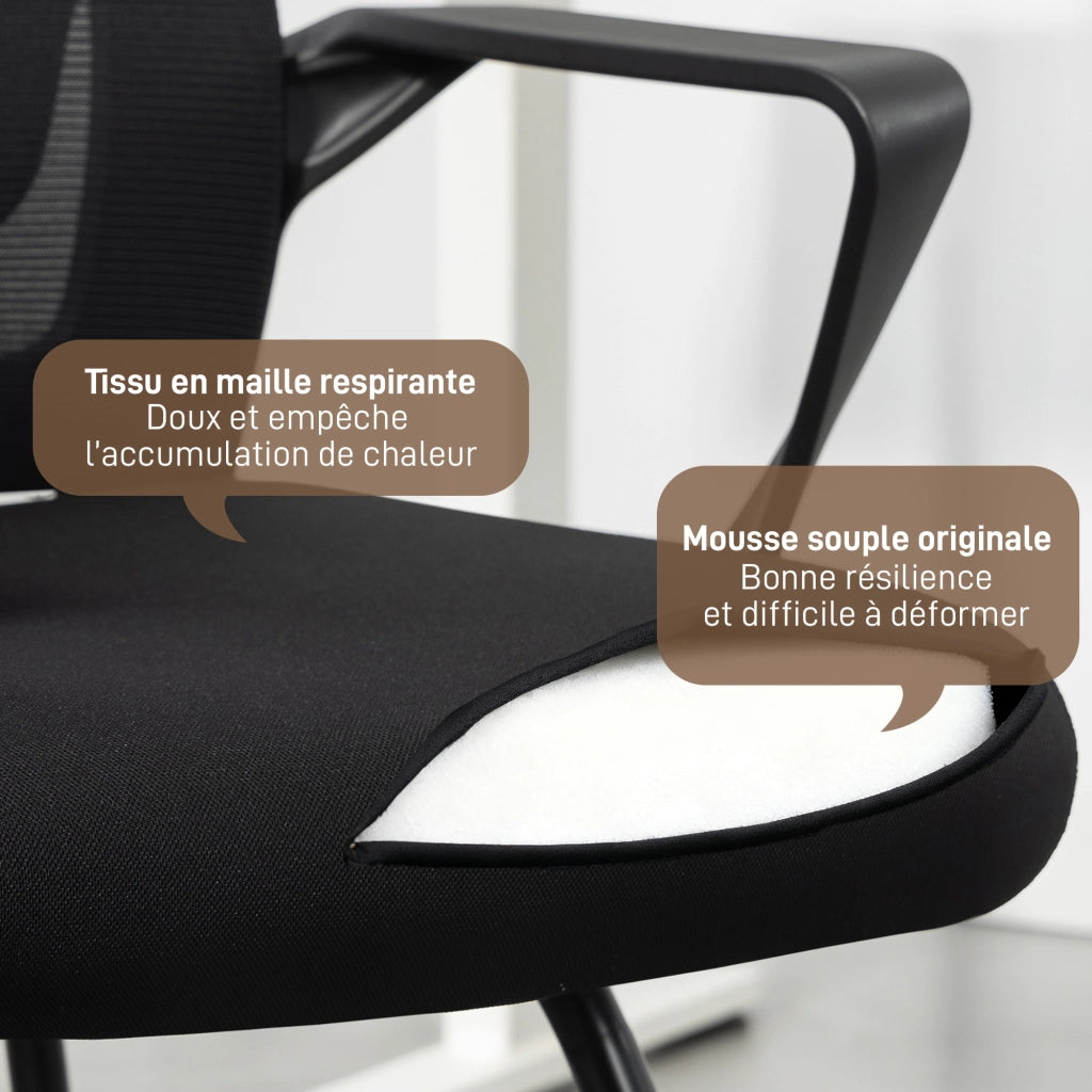 Sedia da ufficio ergonomica ¨C zephmum ¨C schienale in rete, supporto lombare, nero