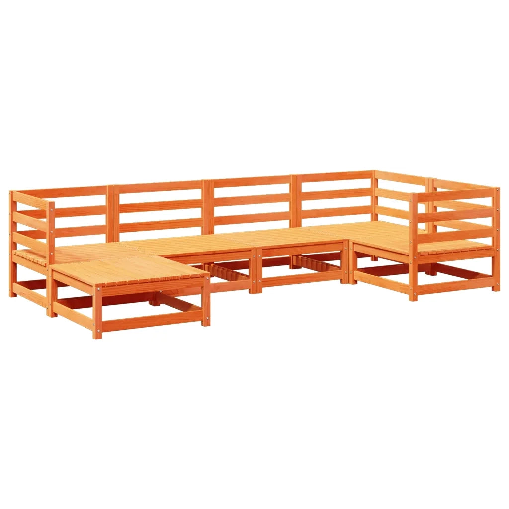 Set Divani da Giardino 6 pz Marrone Cera Legno Massello Pino 3299520