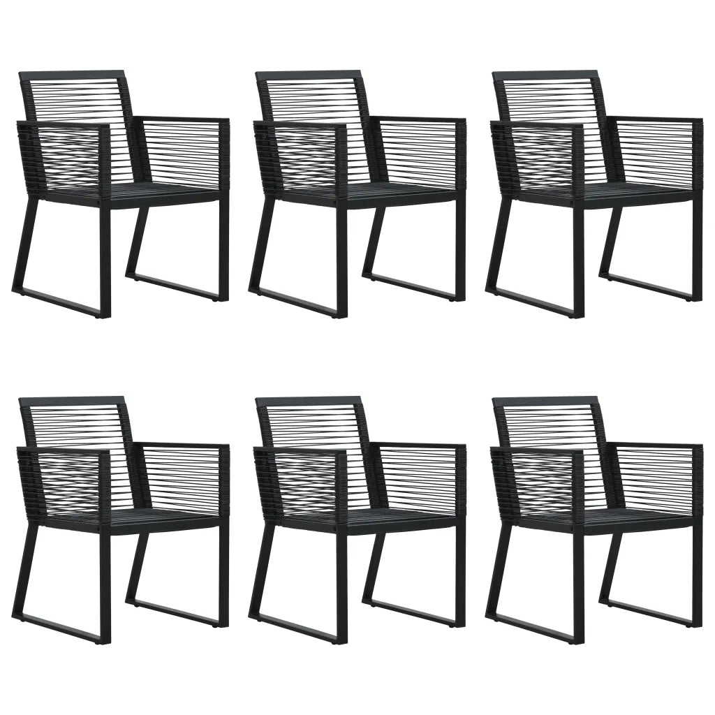 Set da Pranzo da Giardino 7 pz in Rattan PVC Nero