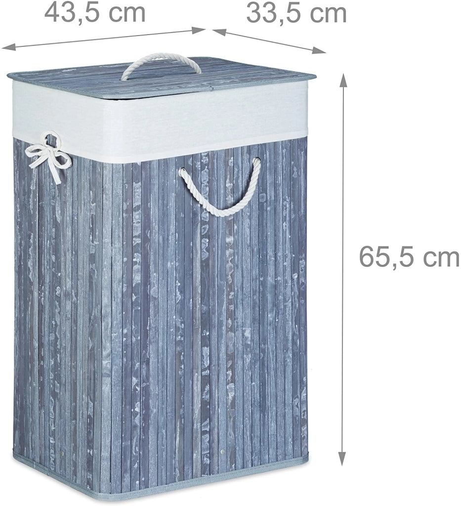 Cesto portabiancheria rettangolare con sacco in cotone 65,5 cm bambù grigio 13_0001905_4