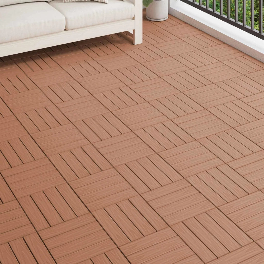 Piastrella per Decking 11 pz Marrone Chiaro 30 x 30 cm WPC CFW7708378