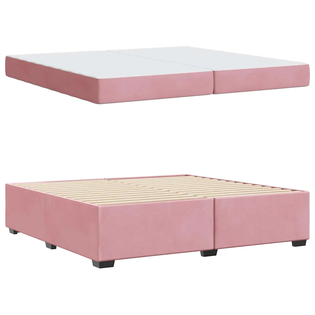 Struttura del letto con materasso Rosa 200 x 200 cm Tessuto 3399313