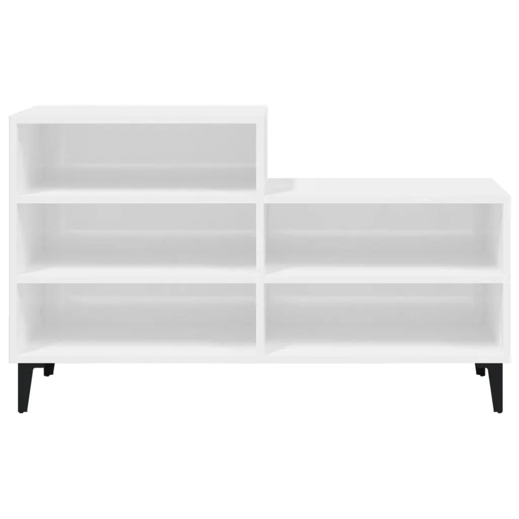 Scarpiera-Scaffale per scarpe Bianco Lucido 102x36x60 cm in Legno Multistrato 523832
