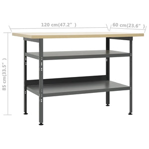 Banco da Lavoro Grigio 120x60x85 cm in Acciaio cod mxl 20269