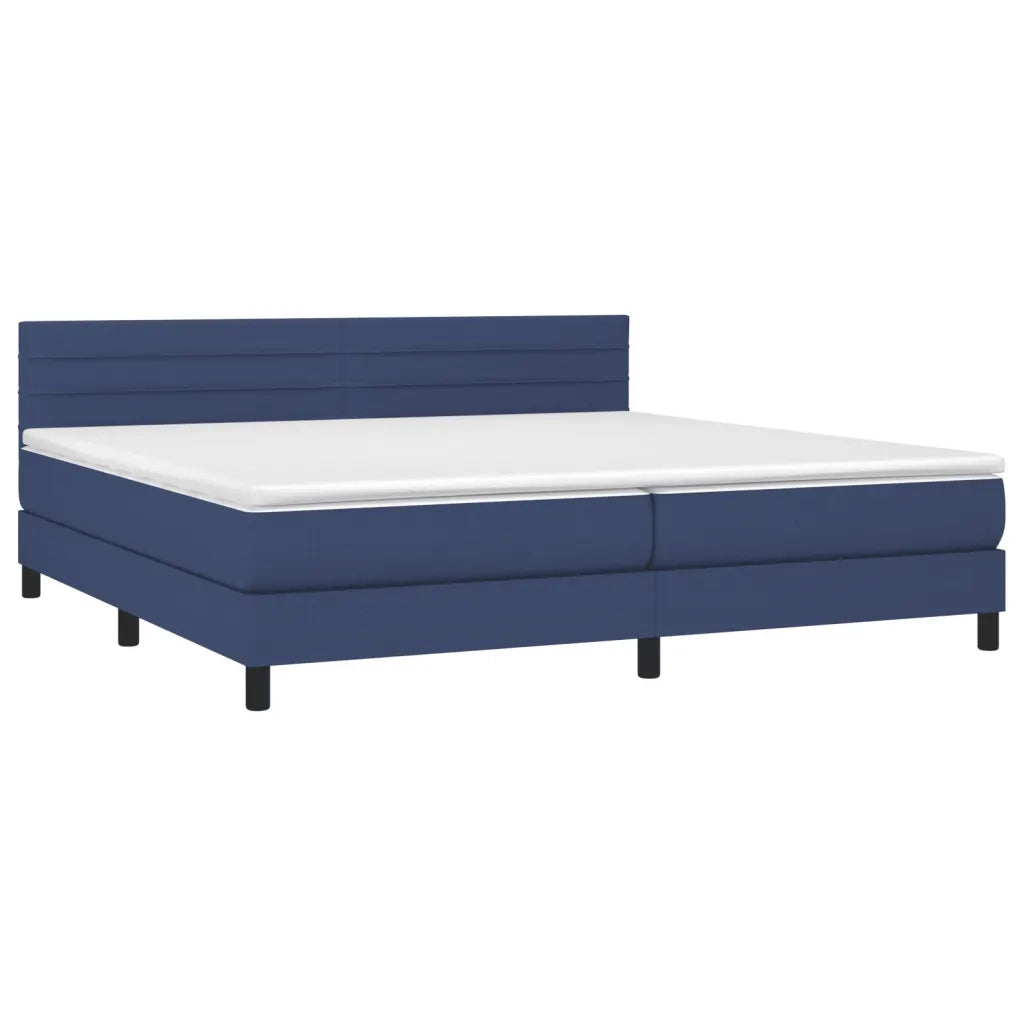 Letto a Molle Materasso e LED Blu 200x200cm in Tessuto 3133267