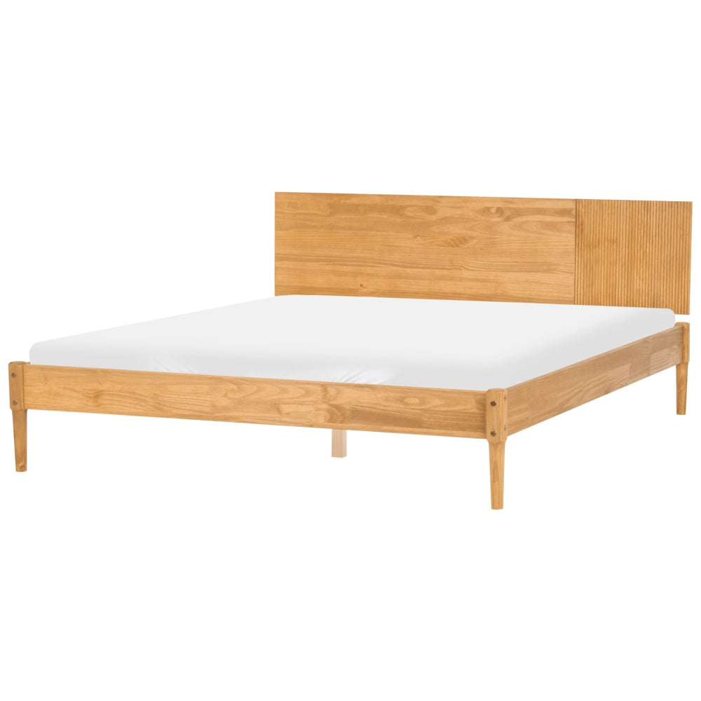 Set da camera da letto in legno di pino con letto matrimoniale 2 comodini e cassettiera a 6 cassetti 180 x 200 cm marrone chiaro stile scandinavo