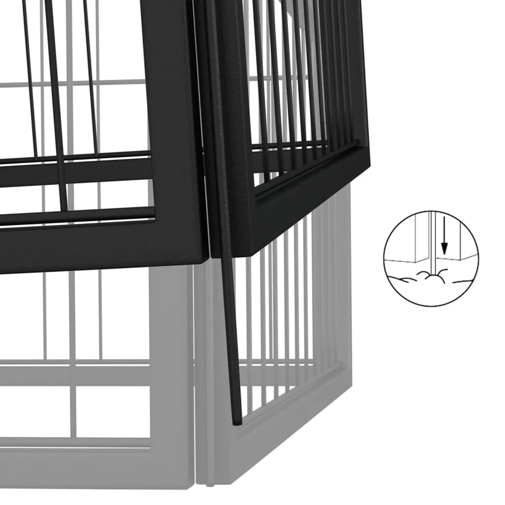 Box Cani a 4 Pannelli Nero 100x50cm Acciaio Verniciato Polvere CFW2078172