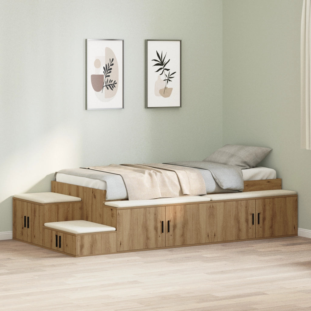 Letto Contenitore Finta Quercia 80x200 cm