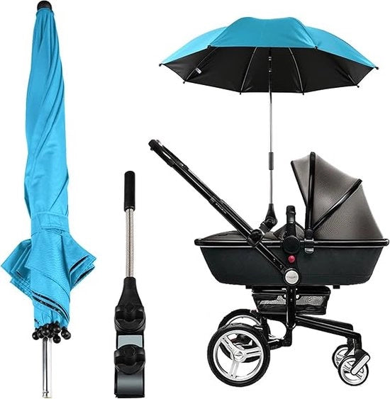Parasole per passeggini, ombrelli universali per passeggini, passeggini, carrelli, copertura in vinile, protezione UV, impermeabile, ombrello per passeggino rotativo 360°