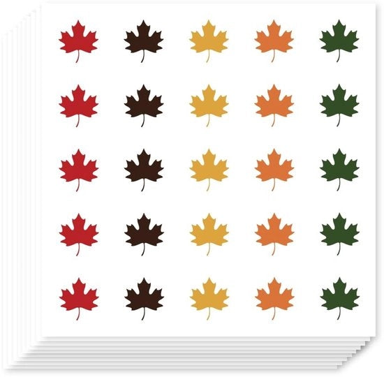 Etichette 500 autoadesive con foglio di quercia cartoon - Stickers acqua-resistenti - Stickers foglia autunno - Pacchetto sigillo regalo - Decorazione calendario/organizzatore