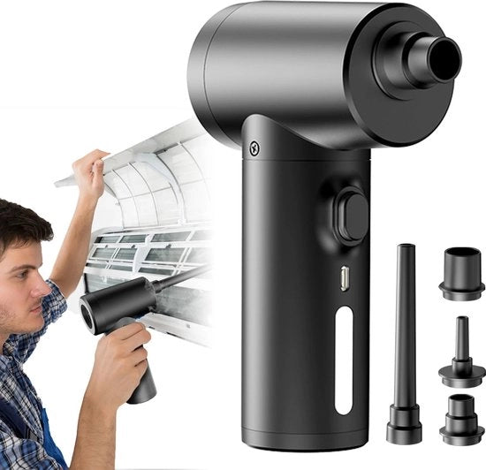 Distruttore d'aria compattabile - Stufatore 100W - Pomp di aria - Sostegno di aria - Ricaricabile USB - Inalatore senza fili - Illuminazione LED - Nero