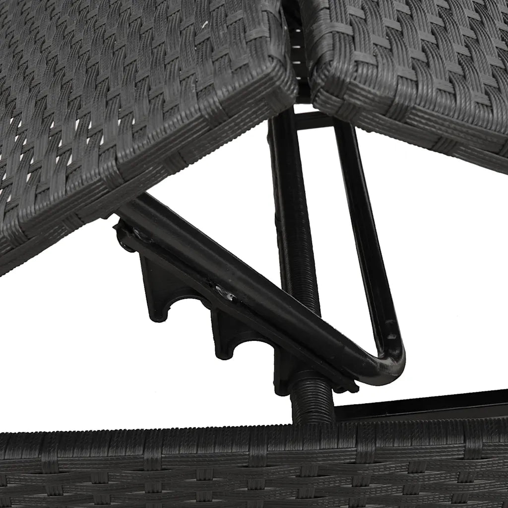 Lettini Prendisole 2 pz con Tavolino Nero in Polyrattan 4002718