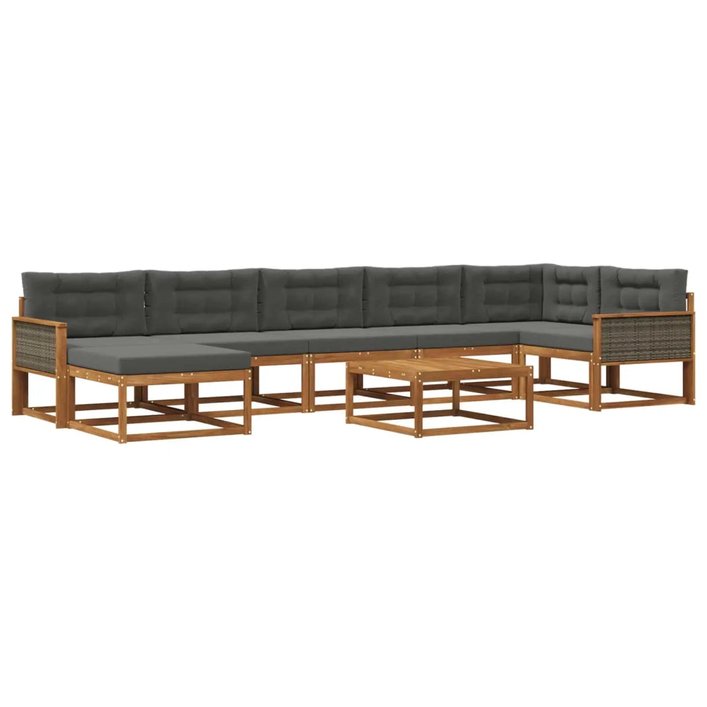 Set di divani da esterno con cuscino 8 pcs Naturale e Antracite 3382760