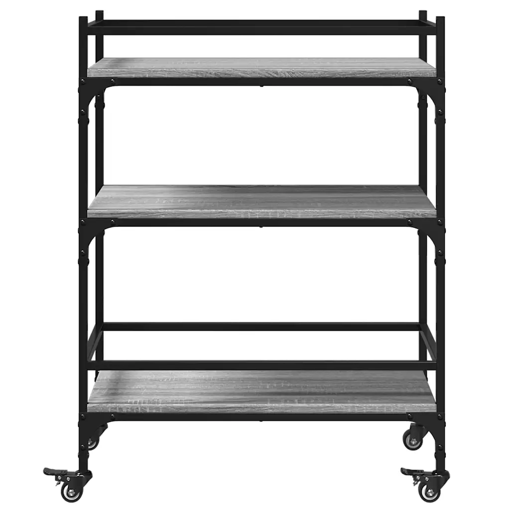 Carrello da Cucina-Scaffale per Cucina Grigio Sonoma 65x40x86,5cm Legno Multistrato