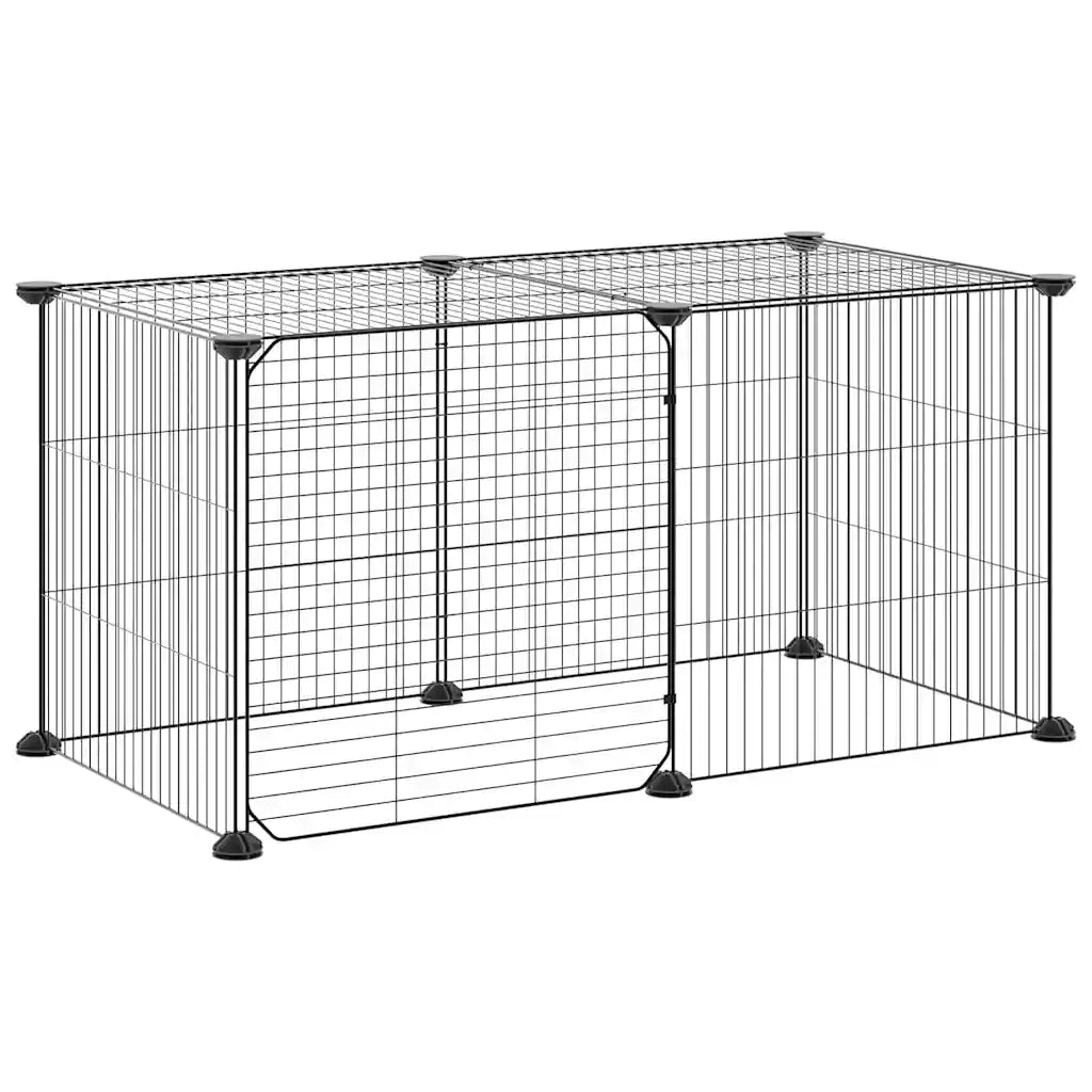Gabbia per Animali 8 Pannelli con Porta Nero 35x35 cm Acciaio CFW4286187