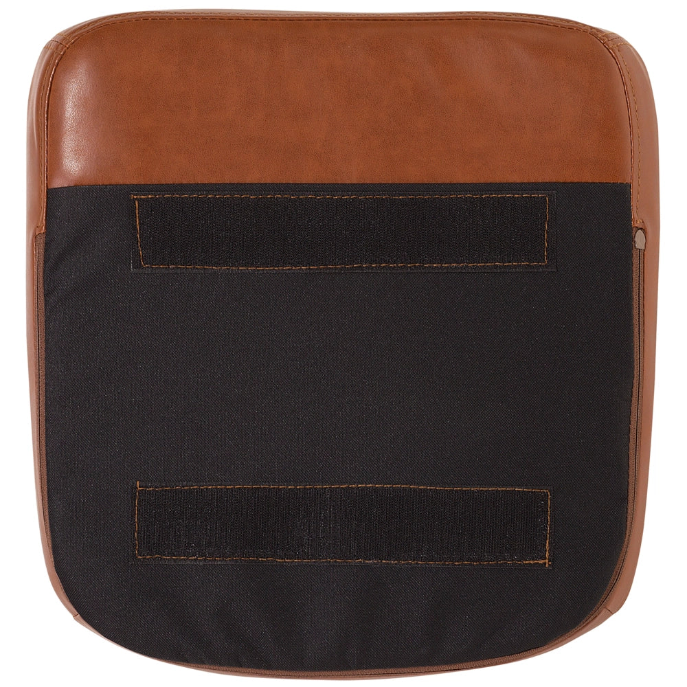 Sedia da pranzo con gambe in legno imbottite in ecopelle marrone dorato