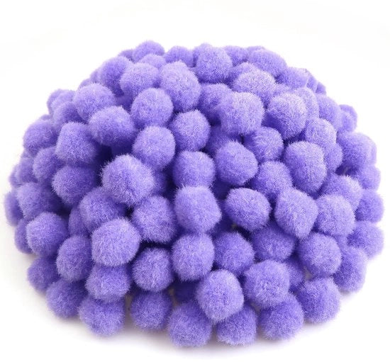 Pomponi 300 pezzi - Decorazione soffice - Colorazione lilla chiaro - Pomponi per hobby - Attività manuali - Diametro 3 cm - Pomponi per hobby