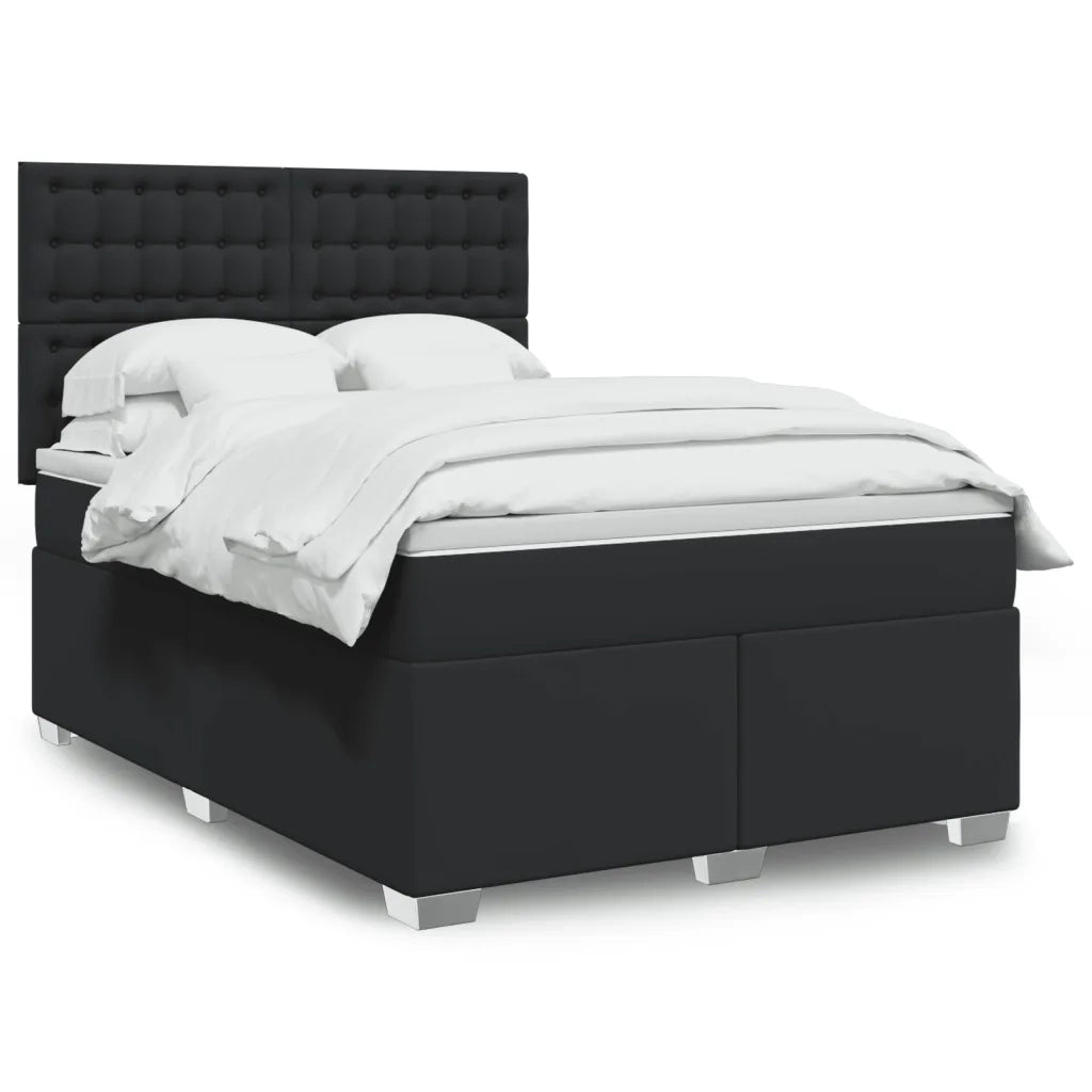Giroletto a Molle con Materasso Nero 140x190 cm in Similpelle