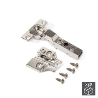 Cerniera a Scodellino 35 mm Mezzo Collo 100° con Basetta 20 Pezzi Emuca