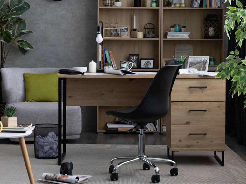 Ponza, Scrivania un Ripiano, 137.5x56x75h cm Marrone Rovere Nodi