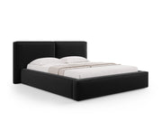 Cosmopolitan Design - Letto a cassettone con testiera doppia "Arendal" 180x200cm in velluto nero 