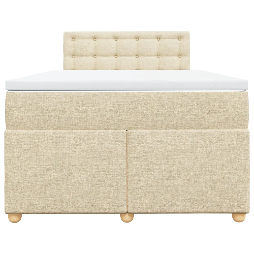 vidaXL Giroletto a Molle con Materasso Crema 120x190 cm in Tessuto