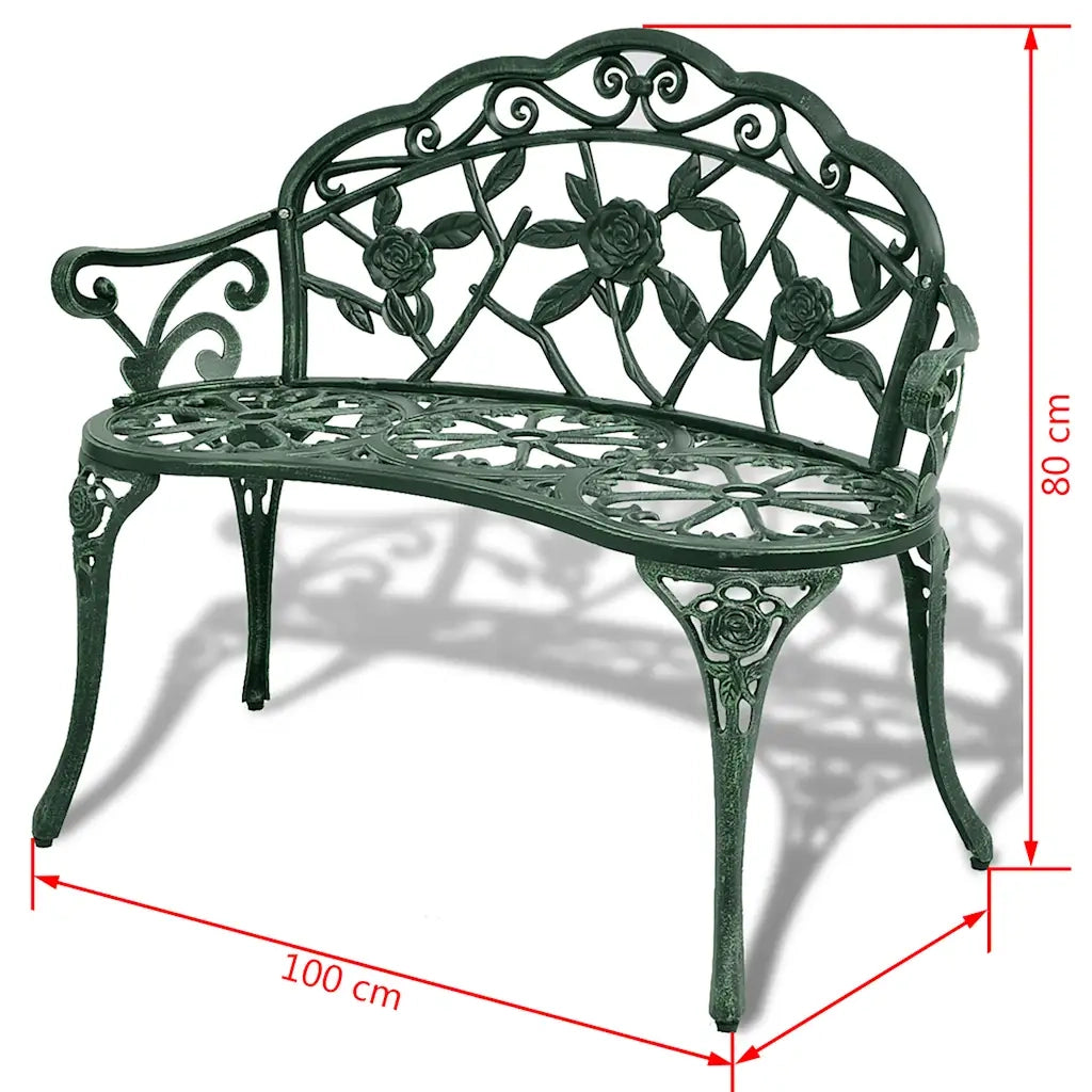 Panchina da Giardino 100 cm in Alluminio Pressofuso Verde 42166