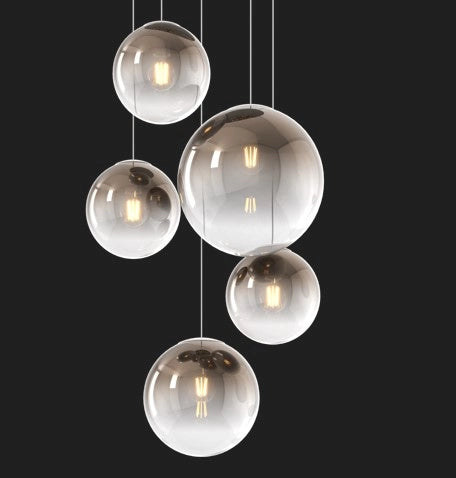 SOSP. OTTONE SAT. 5 LUCI RETTANGOLARE VETRI (3 PICCOLI+1 MEDIO+1 GRANDE) TUTTI BRONZO 1194OS-S5 RMIX-BR
