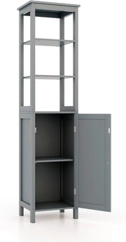 Armadietto da bagno indipendente alto con 3 scomparti aperti, armadietto per nicchia per bagno, soggiorno e cucina, 40 x 32 x 161 cm (grigio)