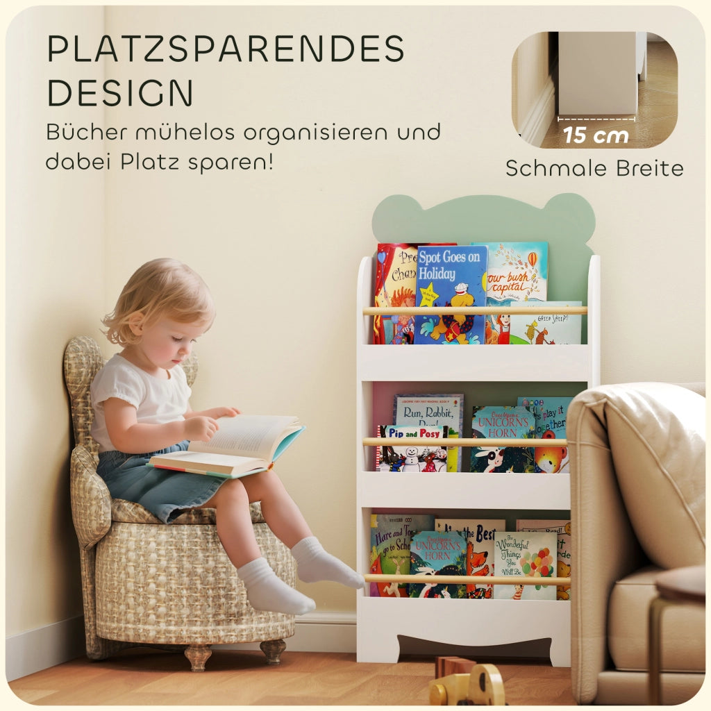 Libreria per Bambini con Orsetti ¨C zephmum ¨C Verde 55x15x110 cm