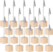 Houder di posizionamento per tavolo in legno da 20 pezzi | Design rustico | Supporto per numerazione tavolo con clip | Adatto per biglietti da visita e biglietti prezzi