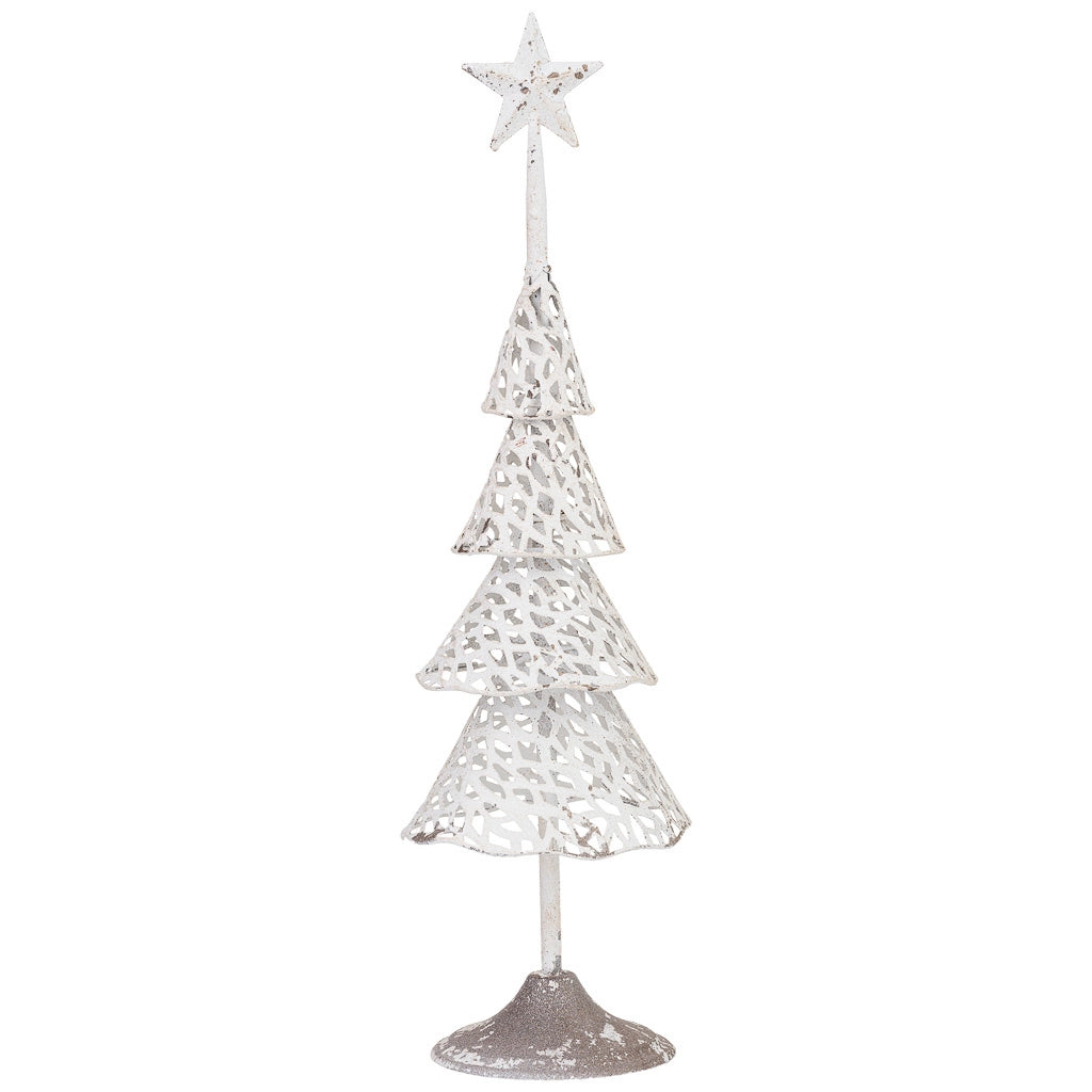 Set di 2 alberi in metallo bianco, 15x15x53 cm e 13x13x45 cm (altezza)